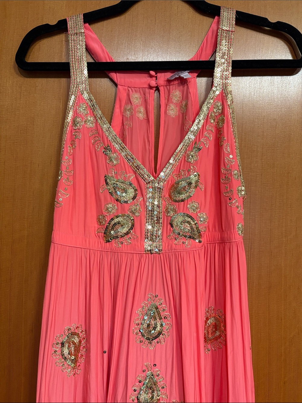 Calypso St. Barth Coral Maxi Dress with Gold Embellishment - Picture 2 of 6